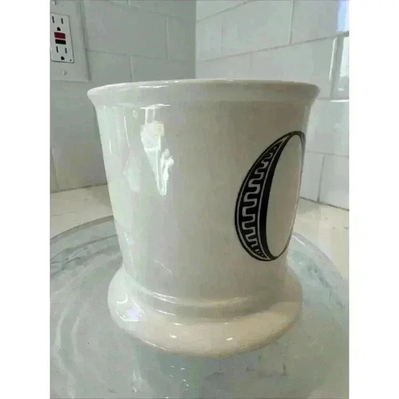 Anthropologie Letter O Initial Coffee Mug White Black Retro Shaving Cup Monogram - Picture 5 of 10